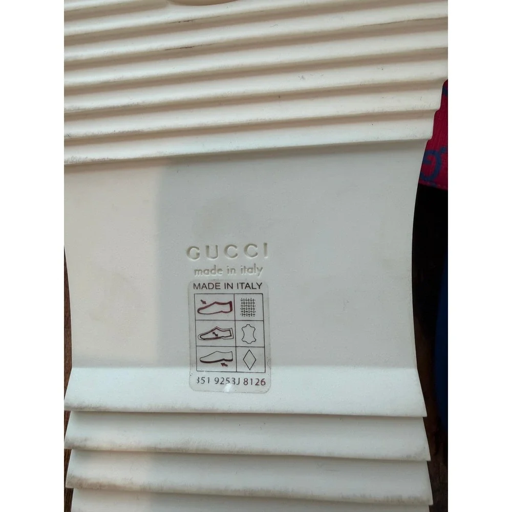 Gucci GG Supreme Angelina Platform Sandals Pink Blue Slides Size‎ 37.5/7.5 US
